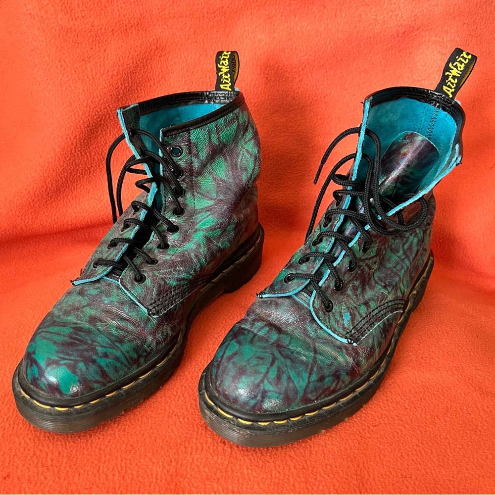 Dr. Marten’s 1460 Pascal leather tie-dyed blue green Made in England VINTAGE